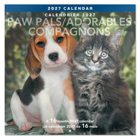 Mead 2027 Decorative Wall Calendar - 12" x 12" - Paw Pals - Bilingual-Displays heartwarming images of beloved pets and animal companions