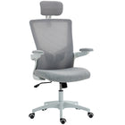 HOMCOM Ergonomic Office Chair with Adjustable Headrest - Grey-Get customized support with an adjustable headrest and 2D lumbar support for comfort