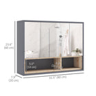 HOMCOM Wall Mounted Bathroom Medicine Cabinet with Mirror - Grey-MDF with melamine surface for durability