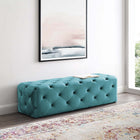 Modway Amour 60" Tufted Button Entryway Performance Velvet Bench - Sea Blue-Performance Velvet Polyester Upholstery