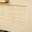 HOMCOM Narrow Nightstand with Rattan Elements - Nature Wood-Colour: Natural