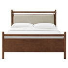 Modway Leni King Size Wood Platform Bed Frame - Walnut Heathered Ivory-Assembly Required
