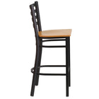 Flash Furniture HERCULES Series Black Ladder Back Metal Restaurant Barstool - Natural Wood Seat-.625'' Thick Plywood Seat