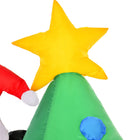 HOMCOM 6' Lit Inflatable Christmas Tree with Santa Claus and Dog Decoration-Material: Polyester 