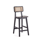 Manhattan Comfort Versailles 15.75" Industry Chic Counter Stool - Black and Natural Cane - 2 Pack-Seat Made from Plywood