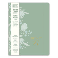 Orange Circle Studio Floral Silhouette Just Right Monthly Planner - 7.5" x 9.75" - Assorted Colours - Bilingual-Features elastic band for closure and interior storage pocket