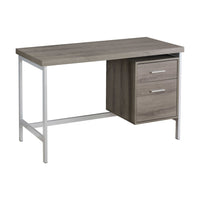 Monarch Specialties 7150 48" Computer Desk - Dark Taupe/Silver Metal-Sleek, contemporary 48"l computer desk with a wood-look brown laminate finish and grey metal frame, perfect for working on your laptop, writing, or studying.