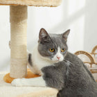 PawHut 28" Cat Tree Tower with Plush Top Bed - Beige/Yellow-Built with a wide base and thick boards for superior, wobble-free stability 