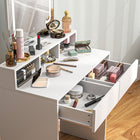 HOMCOM Makeup Vanity Desk with Mirror and Lights - 29.5" L x 15" W x 53.1" H - White-Includes 1.5m USB cable, adapter not included 