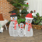 Outsunny Light Up Christmas Snowman Family 3-Piece Set with LED Lights - White-IP44 rated material is safe in mild rain. Suitable for outdoor use 