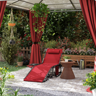 Outsunny Folding Lounge Chair - 5-Level Sun Tanning Chair - Red-5 mm tempered glass tabletop provides strong, robust, safe daily use