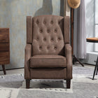 HOMCOM Faux Leather Accent Chair with Wood Legs - Thick Padding for Living Room - Brown-Assembly required 