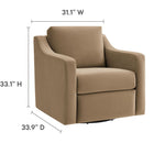 Modway Liora Performance Velvet Armchair - Taupe-Removable Back and Seat Cushion