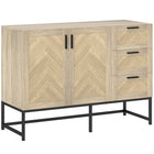 HOMCOM 46.1" L Sideboard Buffet Cabinet with 3 Drawers - Oak-Ample storage space with a cabinet and three drawers to store your daily supplies