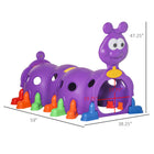 Qaba Caterpillar Design Toddler Play Tunnel - 59" x 38" x 47" - Purple-Multiple play ways encourage crawling, climbing, hide-and-seek games 