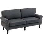HOMCOM Mid Back Loveseat with Wood Legs - Dark Grey-Traditional style double sofa features nail head accents, turned legs, and scrolled arms   