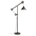 Hudson&Canal Descartes Pulley System Floor Lamp with Metal Shade - Blackened Bronze/Blackened Bronze-Mid-century modern design for your living room, office space, bedroom, or reading nook