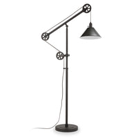 Hudson&Canal Descartes Pulley System Floor Lamp with Metal Shade - Blackened Bronze/Blackened Bronze-Mid-century modern design for your living room, office space, bedroom, or reading nook