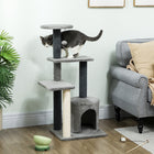 PawHut Cat Tree for Adults Multi-Level Cat Tower - Grey - Large - 41"H-Sisal-wrapped posts satisfy your cat's urge to scratch, keeping claws away from your furniture
