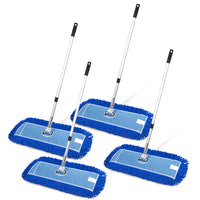 Gritt Commercial All-In-One 24” Microfiber Dust Mop Set with 72" Telescopic Handle - 4 Pack-Includes frame, telescopic handle, and mop head components