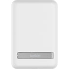 Belkin 5k Magnetic Wireless Power Bank + Kick Stand - White-Seamless magnetic attachment whether on-the-go or stationary