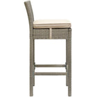 Modway Conduit Outdoor Patio Wicker Rattan Bar Stool - Light Gray Beige-Powder-Coated Aluminum Frame