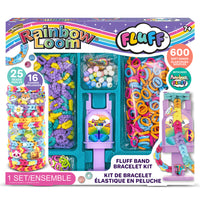 Rainbow Loom Fluff Band Bracelet Kit - 600 Bands - 16 Charms - 25 Beads- The Fluff Kit features 600 fluffy bands