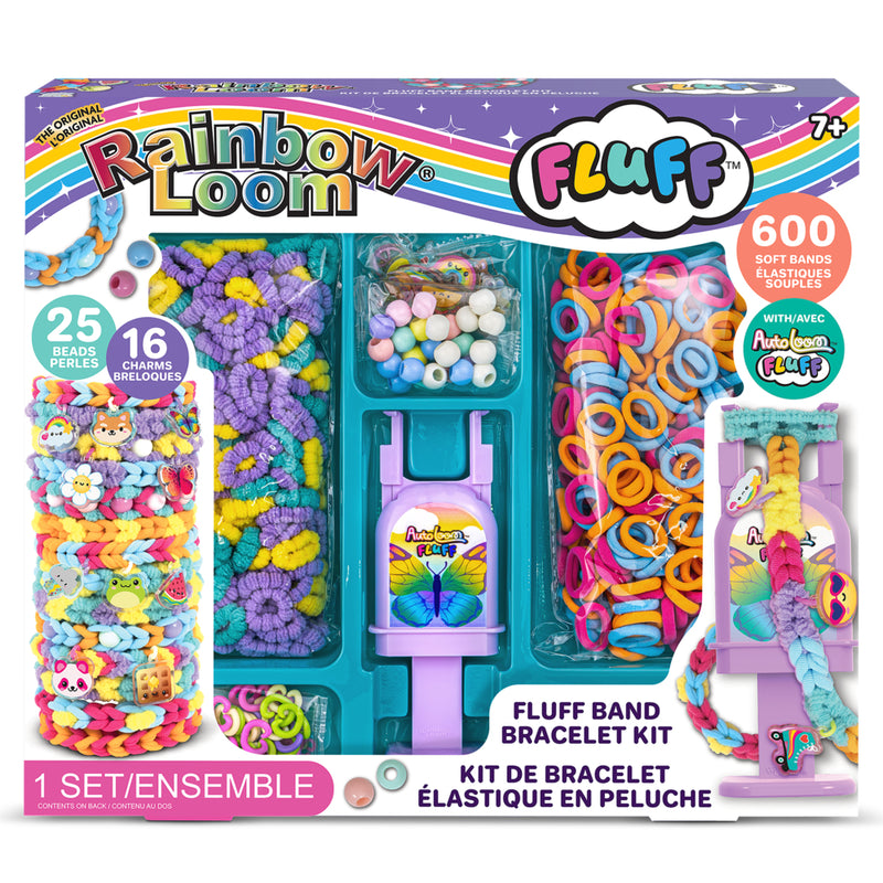Rainbow Loom Fluff Band Bracelet Kit - 600 Bands - 16 Charms - 25