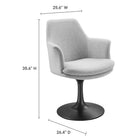 Modway Lippa Swivel Dining Upholstered Armchair - Black Light Grey-Dining Armchair with Pedestal Base