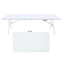 Homy Casa 8 ft Portable Folding Table Indoor & Outdoor for Camping - White-The 8 ft size offers extra space for group events