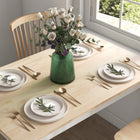 HOMCOM Farmhouse Kitchen Table with Wood Frame for Dining Room - Natural Wood-Assembly required