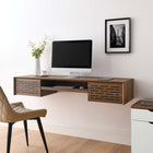 Modway Merit 60" Wall Mount Wood Office Desk - Walnut-Wall-Mount Design
