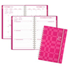 Mead 2027 Small Weekly/ Monthly Planner - 8-1/2" x 6" - Colour Pop Fuchsia - Bilingual-Twin coil binding