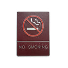 Futech No Smoking with Braille Washroom Sign - Burgundy - 2 Pack-6"W x 8"H x 1-1/4"D