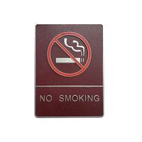 Futech No Smoking with Braille Washroom Sign - Burgundy - 2 Pack-6"W x 8"H x 1-1/4"D