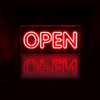 Futech Indoor Open Sign with Clear Backing - 24" x 13" - Red Neon-Modern Neon-Style Look: LED tubing delivers a classic neon appearance with lower energy use, perfect for windows, counters, or indoor displays.