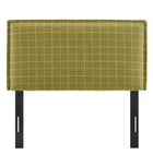 Modway Camille Checkered Linen Blend Twin Size Headboard - Artichoke Windowpane Check-Adjustable Mounting Positions