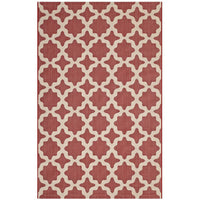 Modway Cerelia Moroccan Trellis Indoor/Outdoor Area Rug - 5 ft W x 8 ft L - Red/Beige-Moroccan Trellis Area Rug