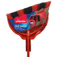 Vileda One Sweep Broom with Dual Action Dust Pan - Red-Patented wave technology catches over 99% of dust and dirt in one sweep