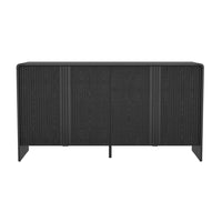 Manhattan Comfort Novara 60" Contemporary 4-Door Sideboard - Black-Wood Grain Laminate Finish: Warm, natural wood look with a durable, easy-to-clean surface