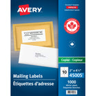Avery Address Labels for Copiers - White - 4-1/4" x 2"- 1000 Pack-Permanent