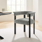 Modway Imogen Fabric Upholstered Barrel Dining Chairs - Heathered Weave Grey/Black - 2 Pack-Wood Legs