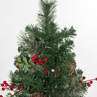 HOMCOM 2' Pre-Lit Small Christmas Tree with Red Berries 2-Piece Set - Green-Flame-retardant branches for safety 
