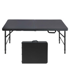 Homy Casa 4 ft Portable Folding Table with 4 adjustable Heights Indoor & Outdoor for Camping - Black-The 4 ft size fits camping, picnics, and parties