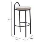 Zuo Sisal Barstool - Beige Tweed - Set of 2-3 year limited warranty