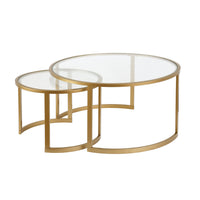 Hudson&Canal Mitera Round Nested Coffee Table - Brass-Handcrafted brass finish is applied to the steel frame