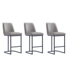 Manhattan Comfort Serena 17.71" Modern Leatherette Upholstered Counter Stool - Grey - 3 Pack-Modern Counter Stool with Backrest Perfect for Bar and Kitchen Use - Set of 3