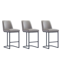 Manhattan Comfort Serena 17.71" Modern Leatherette Upholstered Counter Stool - Grey - 3 Pack-Modern Counter Stool with Backrest Perfect for Bar and Kitchen Use - Set of 3