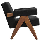 Modway Lyra Boucle Fabric Armchair - Black - Set of 2-Dense Foam Padding