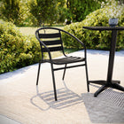 Flash Furniture Black Metal Restaurant Stack Chair with Aluminum Slats-Stacks up to 22 Chairs High